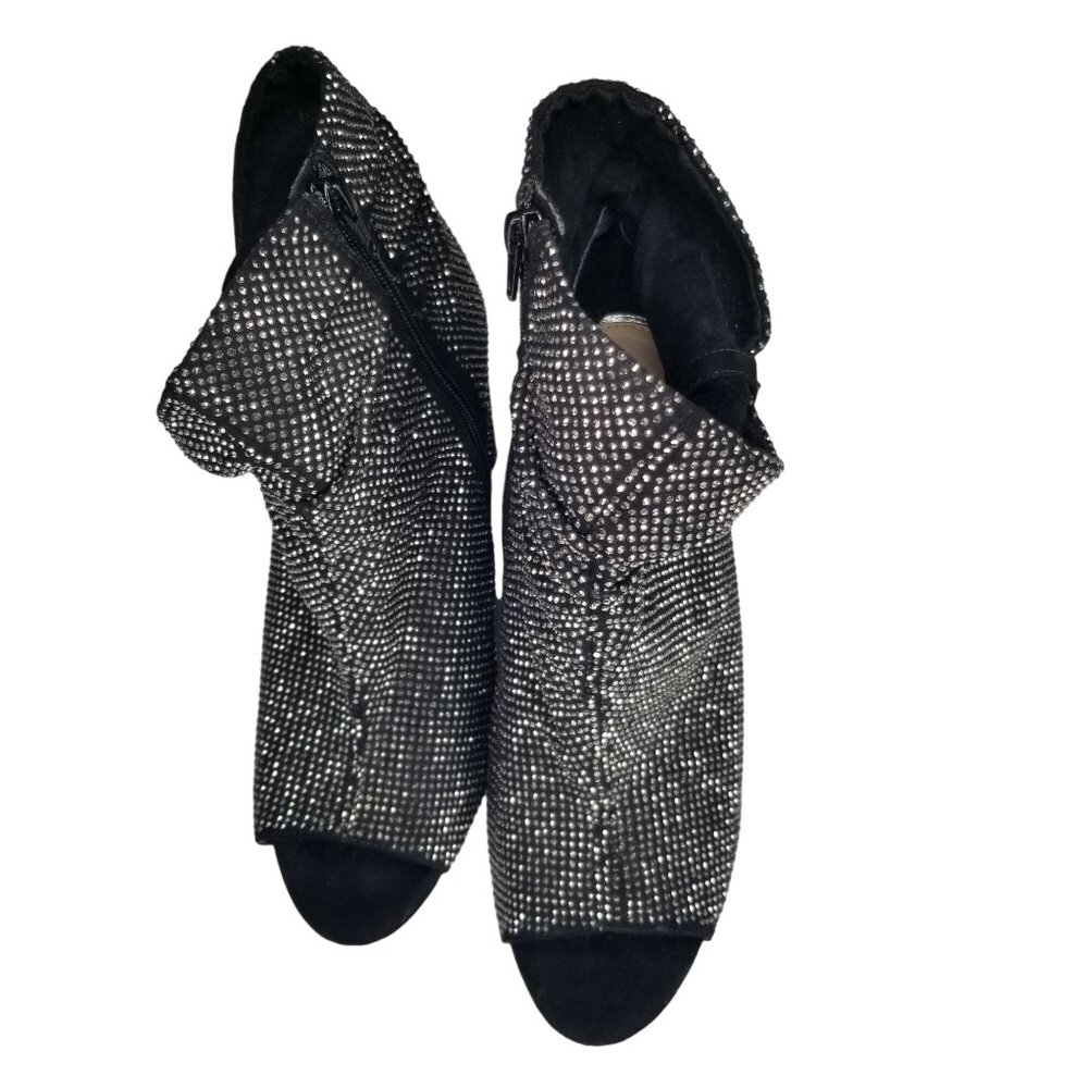 Open toe Gianni  Bini Black and rhinestone boots
